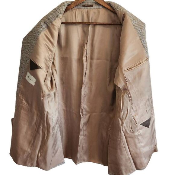 Peter Millar Sports Coat Jacket Mens 46T Wool Plaid Brown Blue - Picture 3 of 8